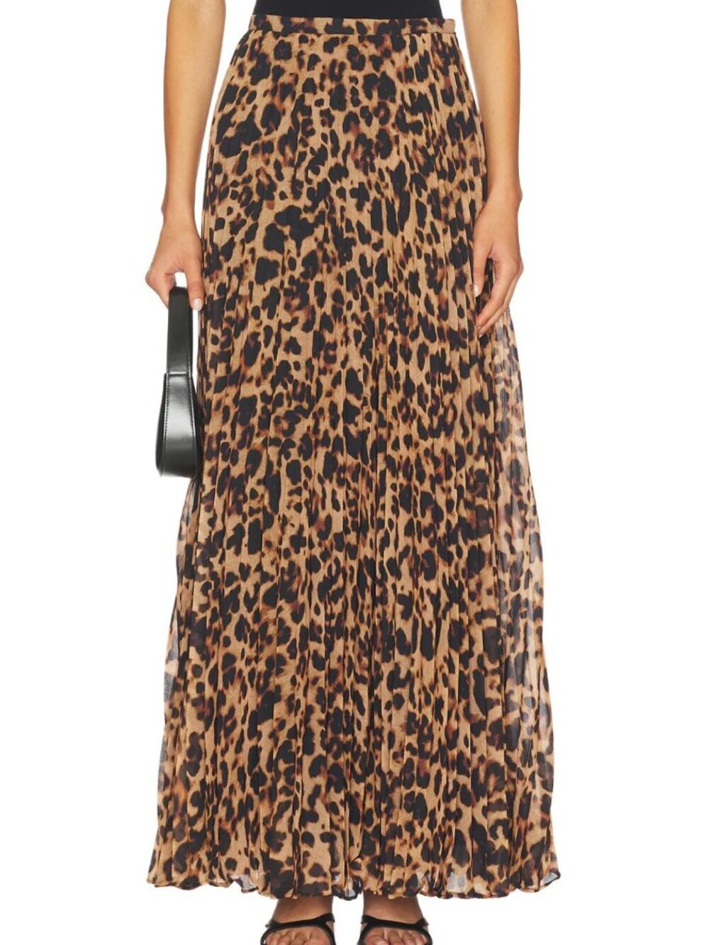 L'AGENCE Torin Pleated Maxi Skirt in Leopard Print Size 10